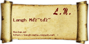 Langh Máté névjegykártya