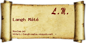 Langh Máté névjegykártya